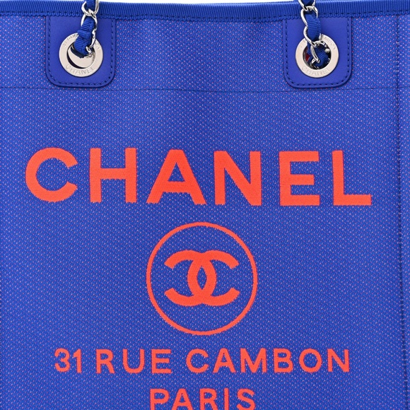 CHANEL Mixed Fibers Mini Deauville Tote Blue Orange - Picture 2 of 6